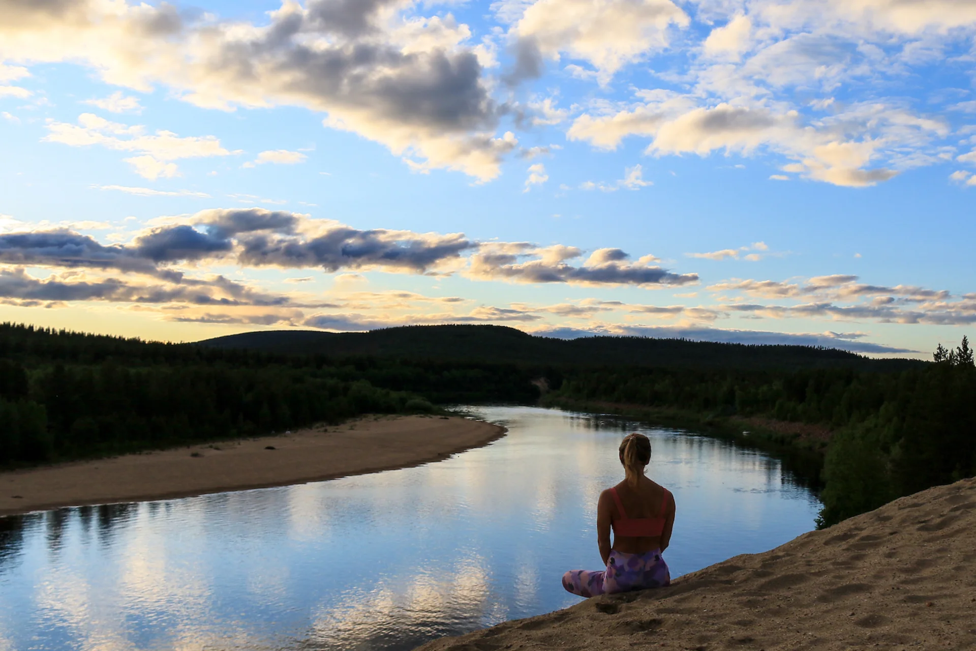 Sunset contemplation by the lake