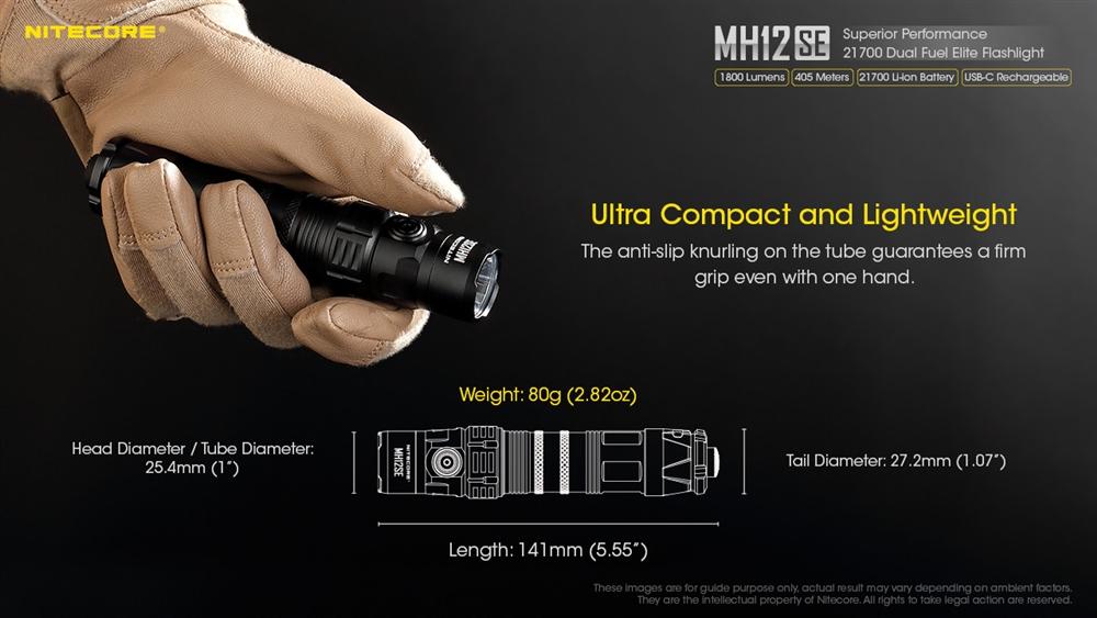 Nitecore MH12SE 1800 Lumen USB-C Rechargeable Flashlight - Xwander